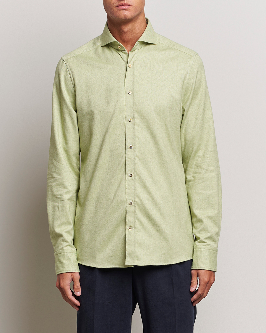 Heren | Overhemden | Stenströms | Slimline Flannel Shirt Green
