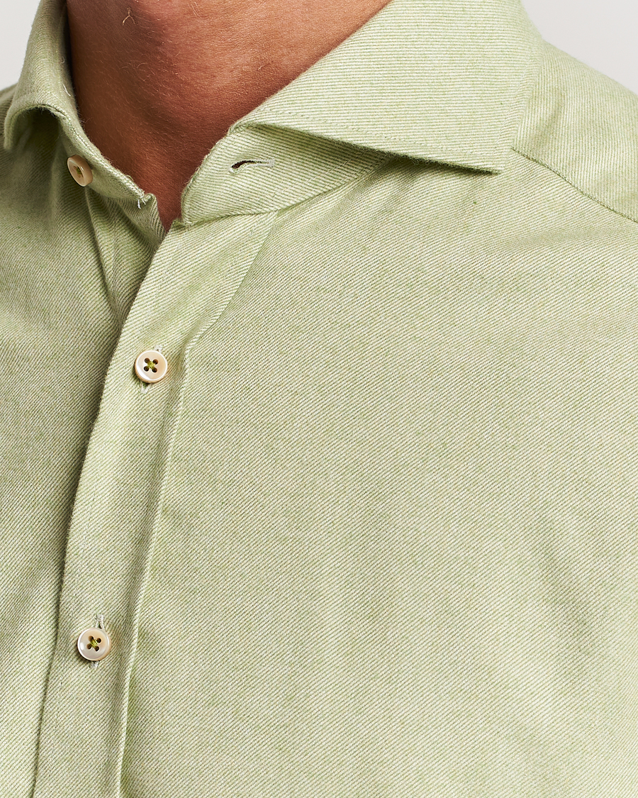 Heren | Overhemden | Stenströms | Slimline Flannel Shirt Green
