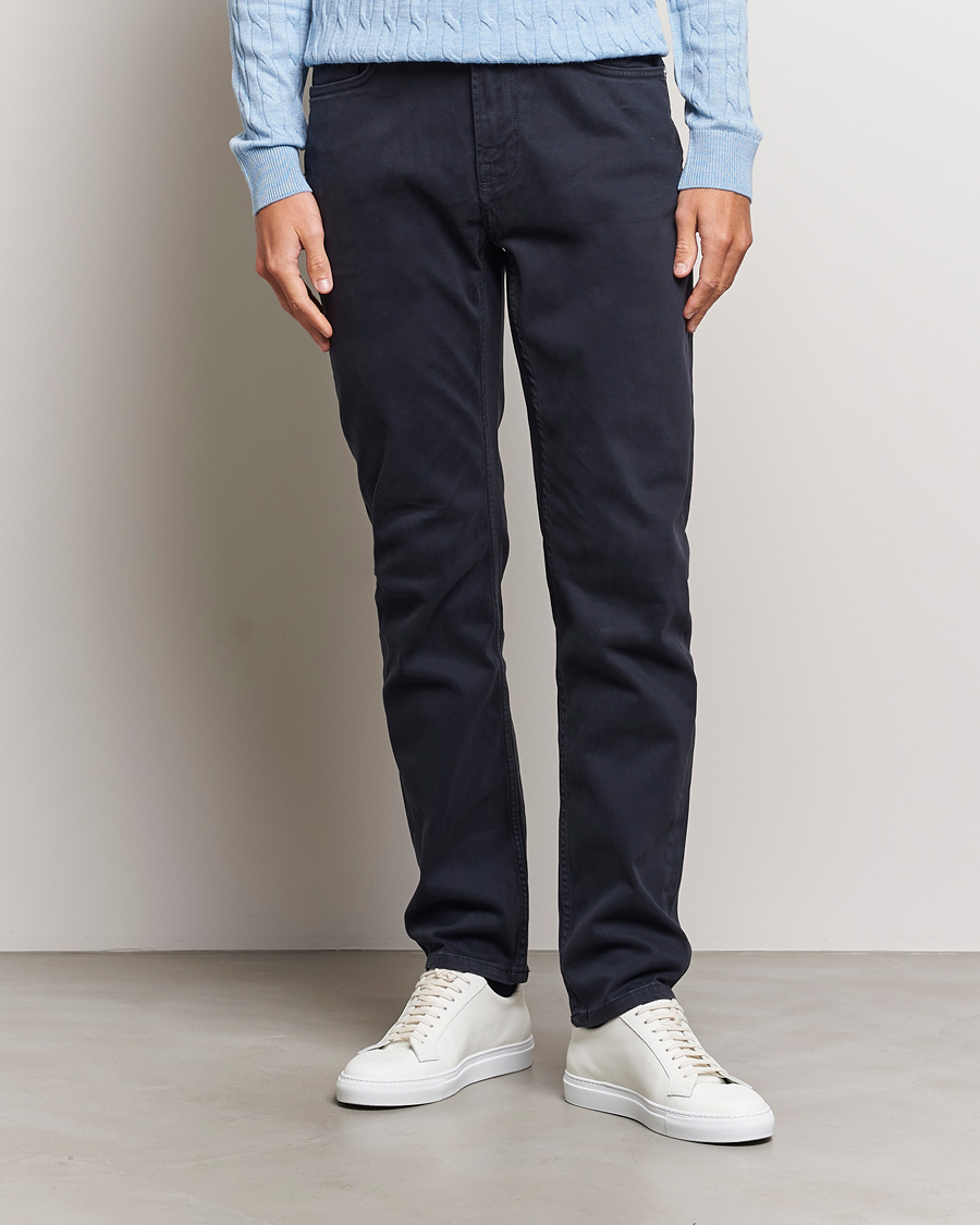 Heren | Broeken | Morris | James Brushed 5-Pocket Pant Blue