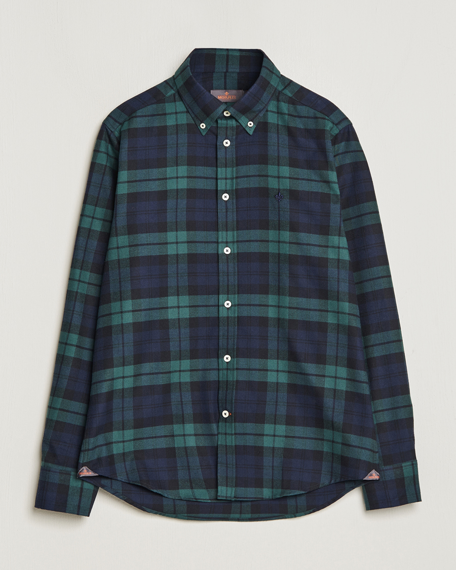 Heren | Overhemden | Morris | Brushed Tartan Shirt Navy