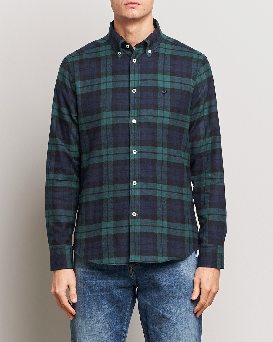Heren | Overhemden | Morris | Brushed Tartan Shirt Navy