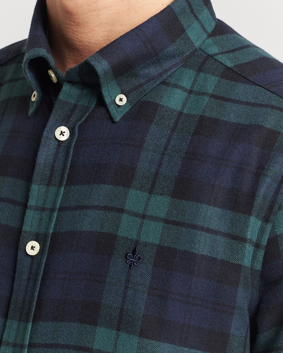 Heren | Overhemden | Morris | Brushed Tartan Shirt Navy