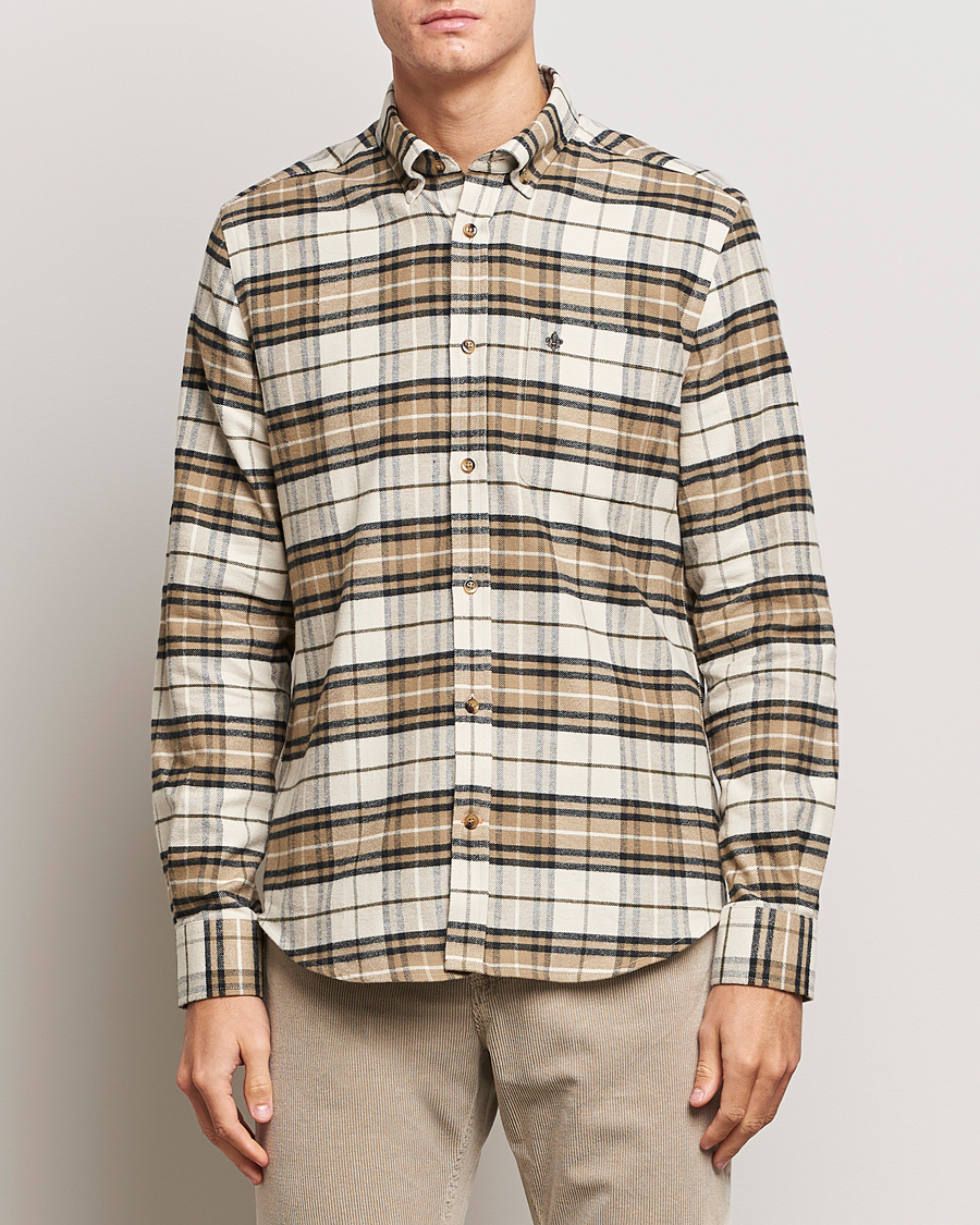 Heren | Overhemden | Morris | Flanell Big Check Shirt Off White