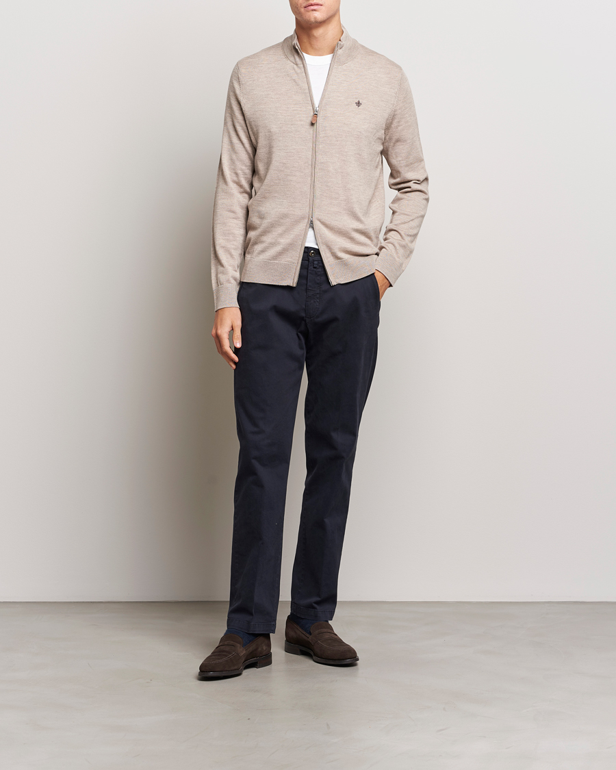 Heren | Truien | Morris | Merino Zip Cardigan Khaki