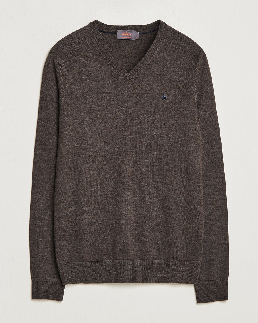 Heren | Truien | Morris | Merino V-neck Brown