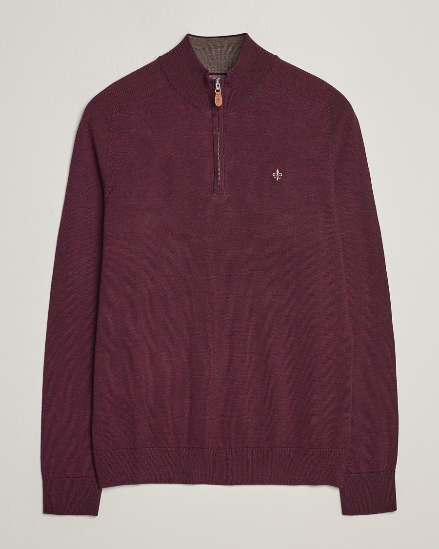 Homme | Pulls Et Tricots | Morris | John Merino Half Zip Wine Red