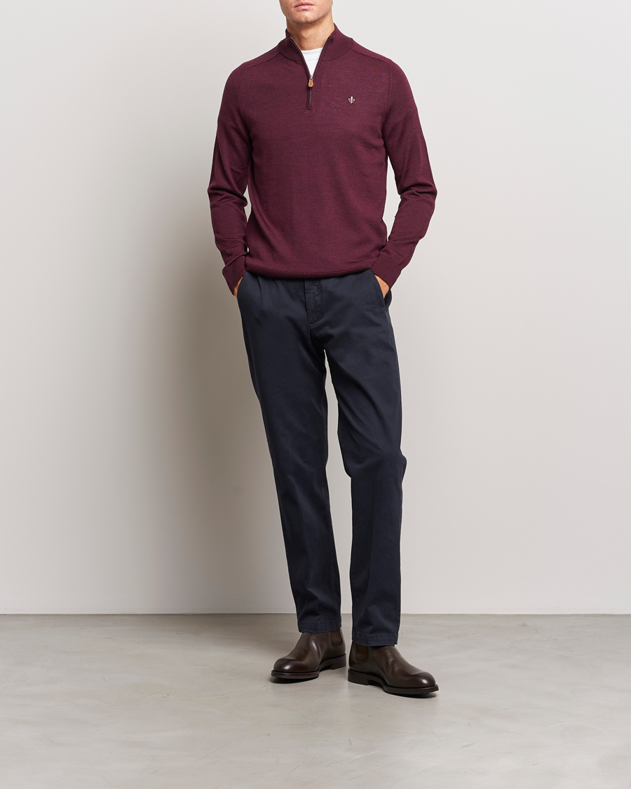 Homme | Pulls Et Tricots | Morris | John Merino Half Zip Wine Red