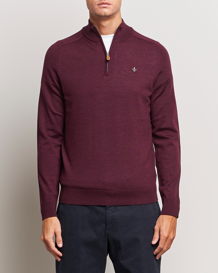 Homme | Pulls Et Tricots | Morris | John Merino Half Zip Wine Red
