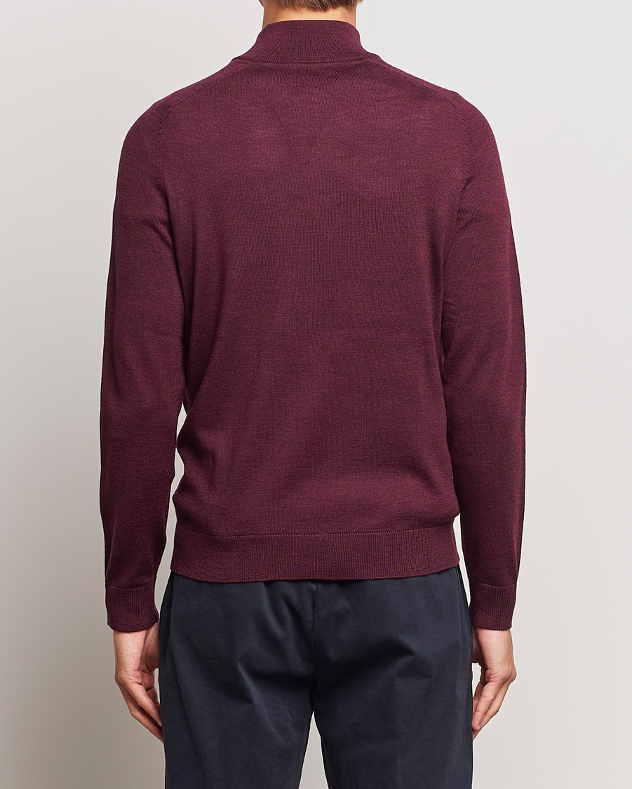 Homme | Pulls Et Tricots | Morris | John Merino Half Zip Wine Red