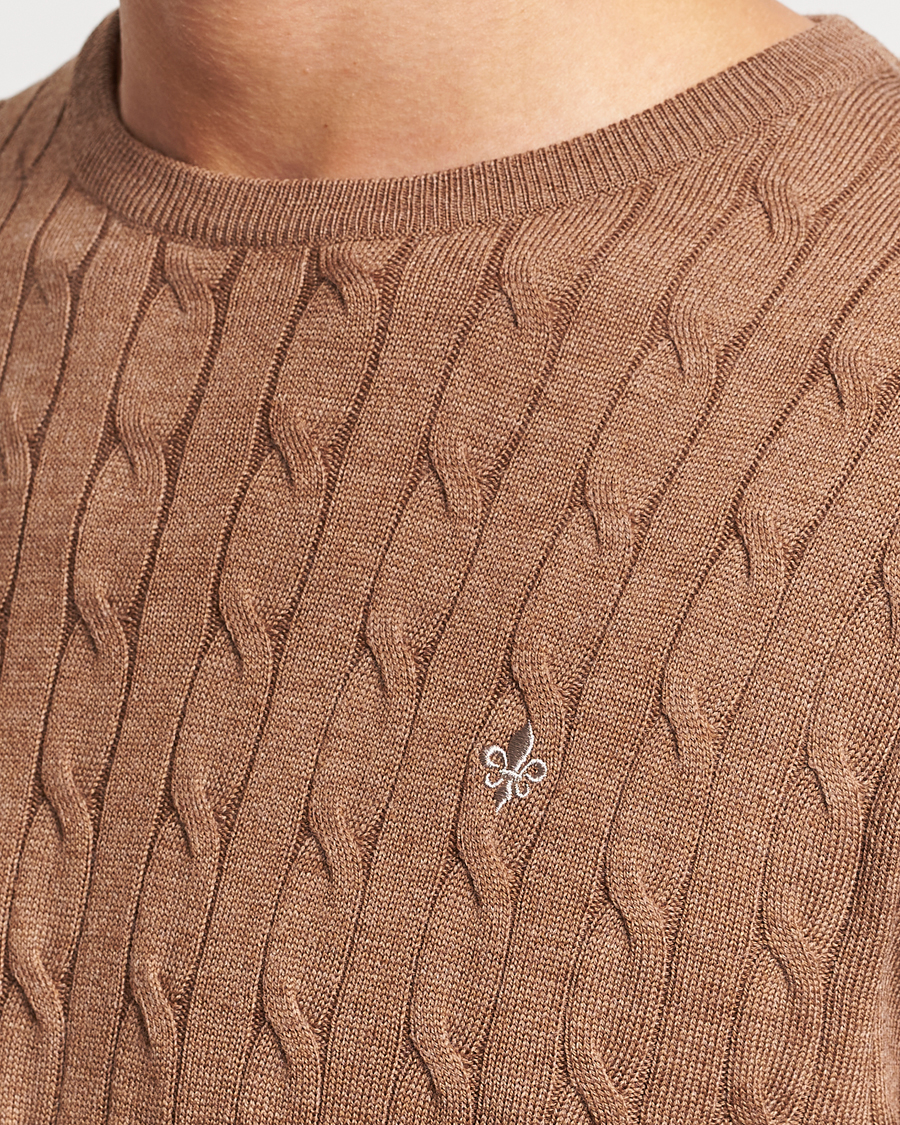 Heren | Truien | Morris | Merino Cable Crew Neck Camel