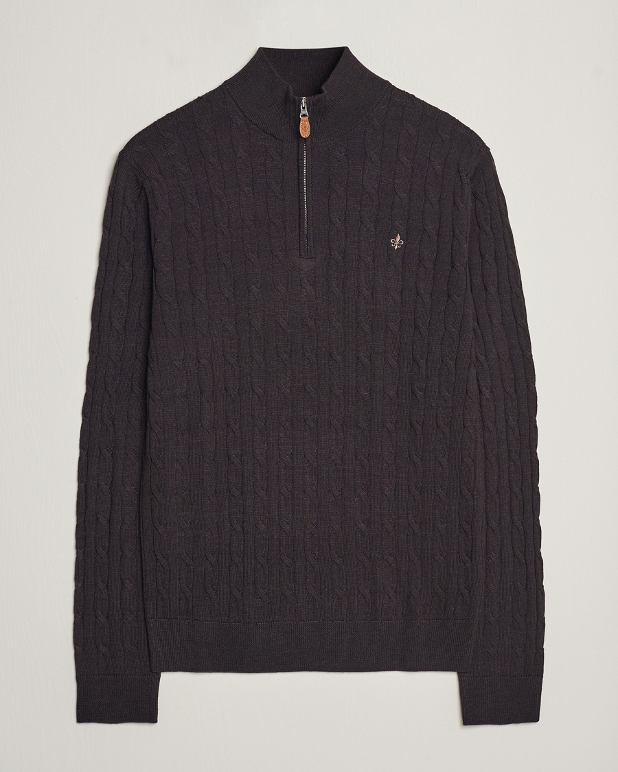 Homme | Pulls Et Tricots | Morris | Merino Cable Half Zip Brown