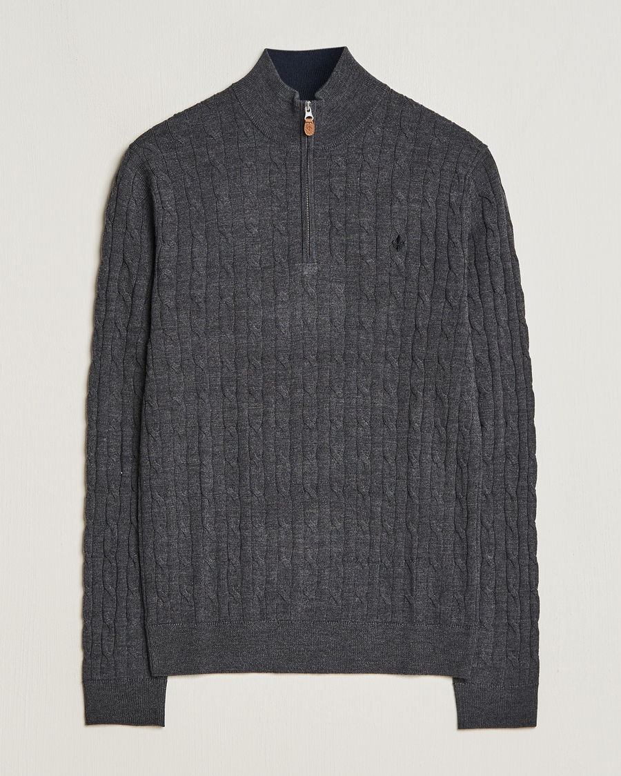 Homme | Pulls Et Tricots | Morris | Merino Cable Half Zip Grey