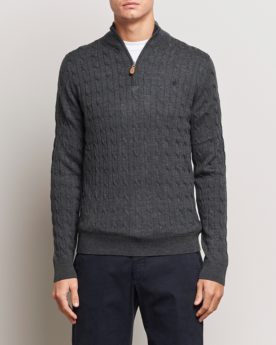 Homme | Pulls Et Tricots | Morris | Merino Cable Half Zip Grey