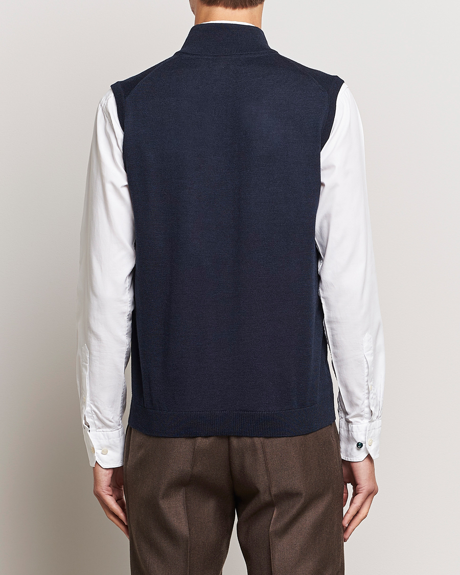 Heren | Truien | Morris | Merino Zip Vest Navy