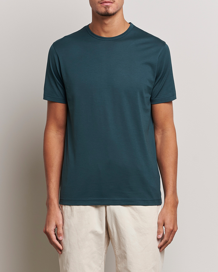 Homme | T-shirts | Sunspel | Crew Neck Q82 Cotton T-Shirt Peacock