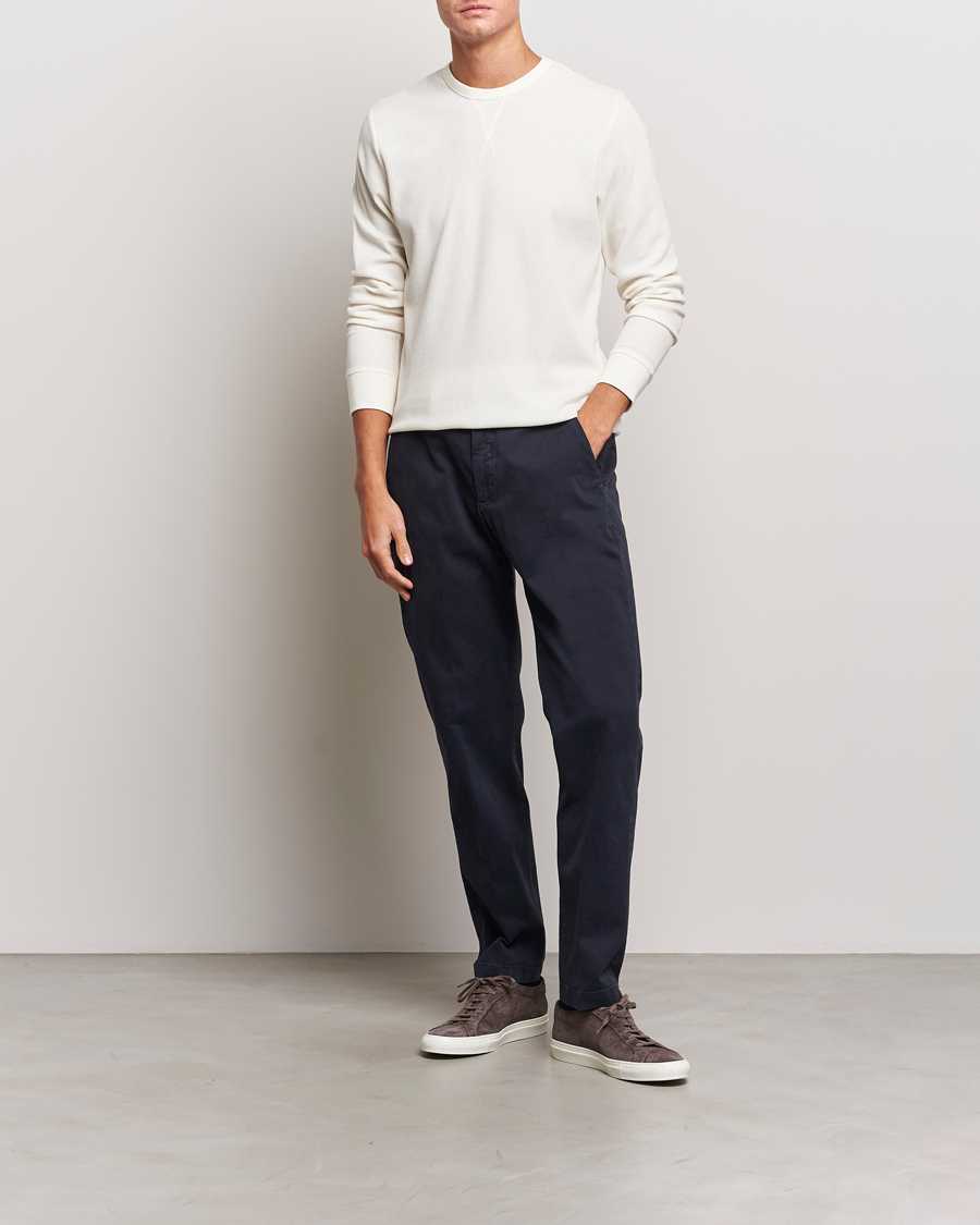 Homme | T-shirts | Sunspel | Long Sleeve Waffle T-Shirt Ecru