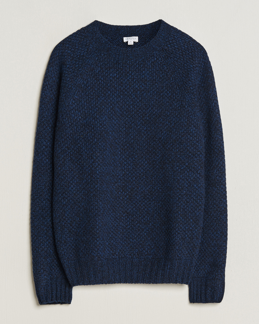 Homme | Pulls Et Tricots | Sunspel | Textured Lambswool Jumper Bright Navy Twist