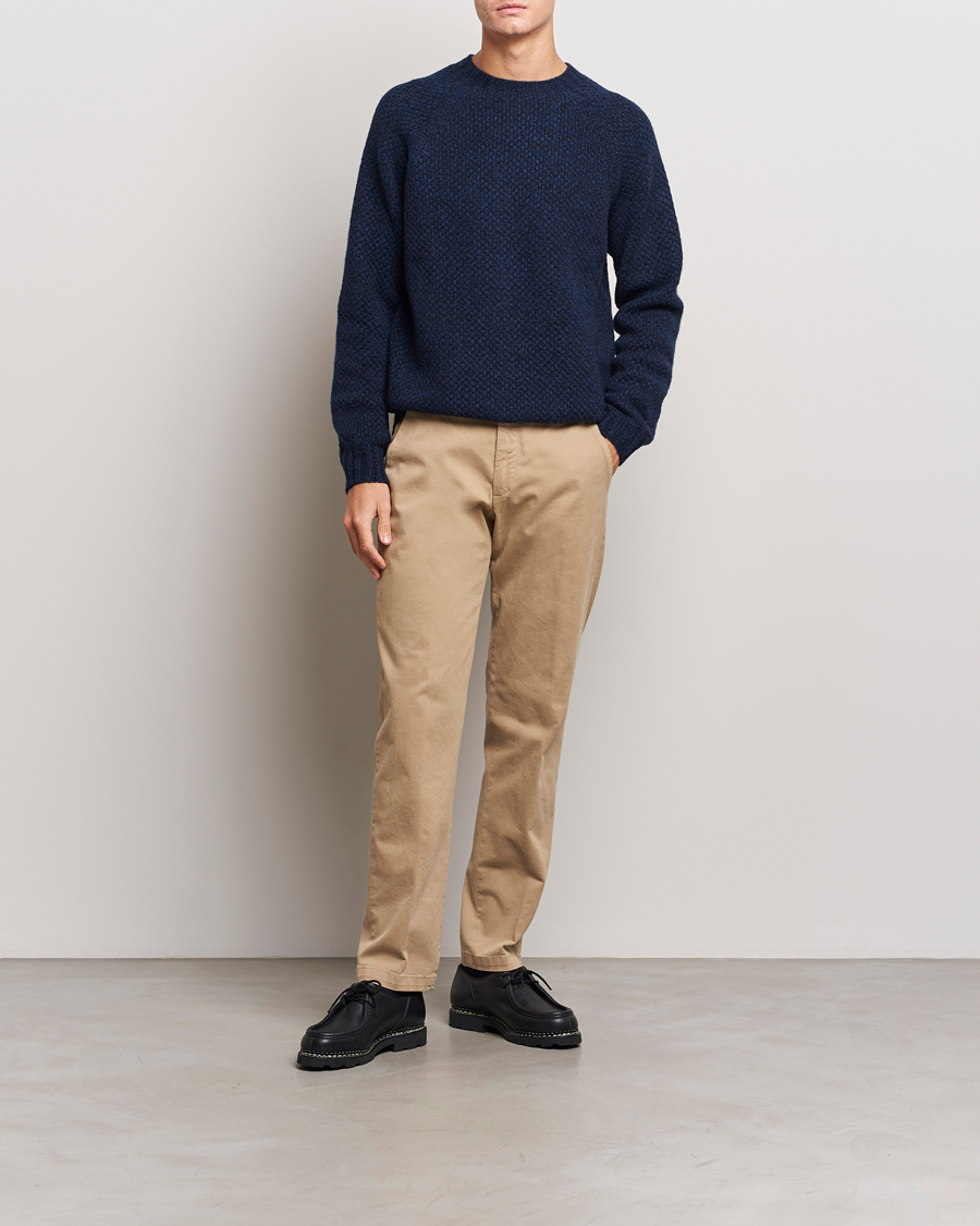 Homme | Pulls Et Tricots | Sunspel | Textured Lambswool Jumper Bright Navy Twist