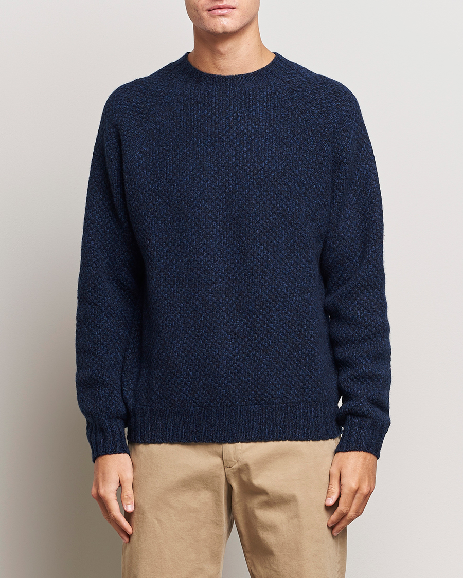 Homme | Pulls Et Tricots | Sunspel | Textured Lambswool Jumper Bright Navy Twist