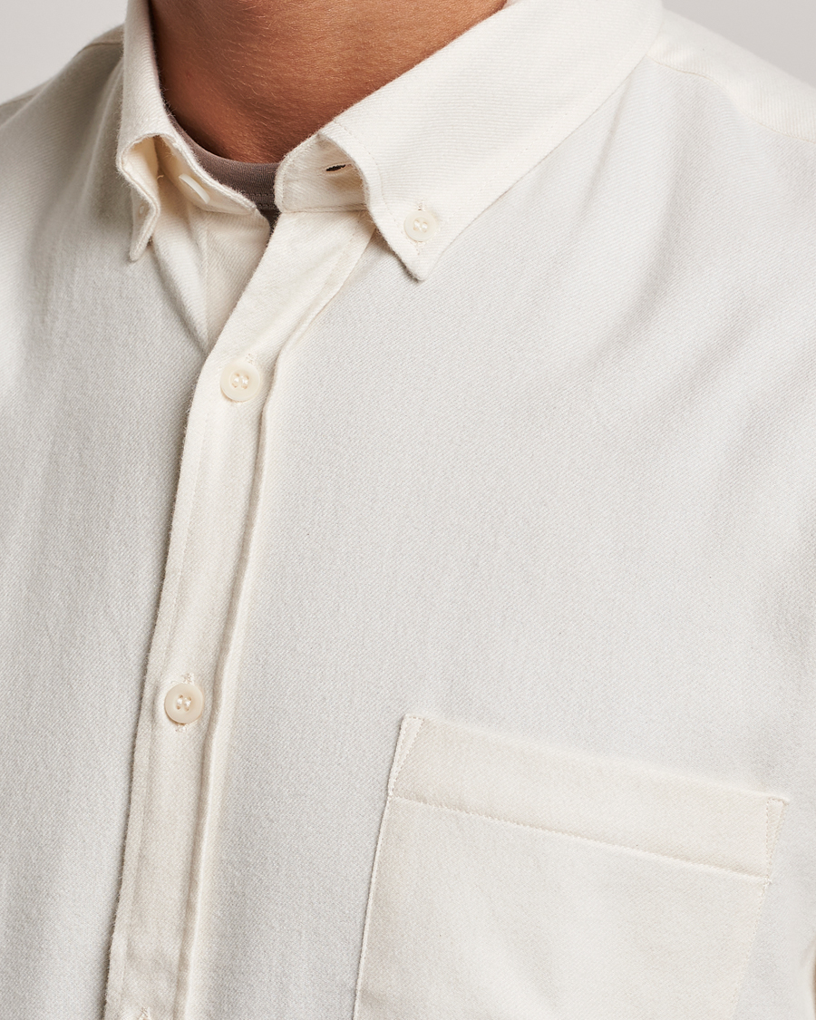 Heren | Overhemden | Sunspel | Brushed Cotton Flannel Shirt Ecru
