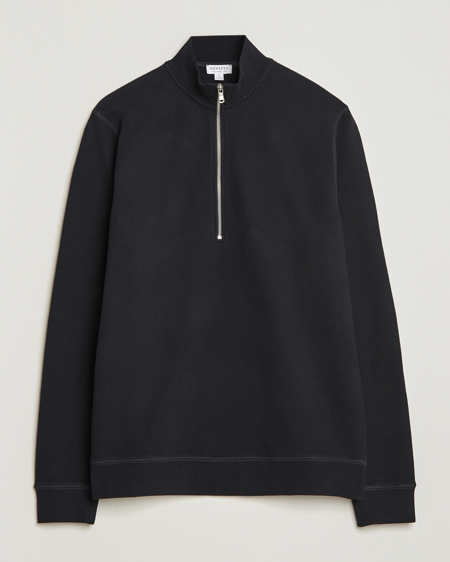 Homme | Pulls Et Tricots | Sunspel | Loopback Half Zip Sweatshirt Black