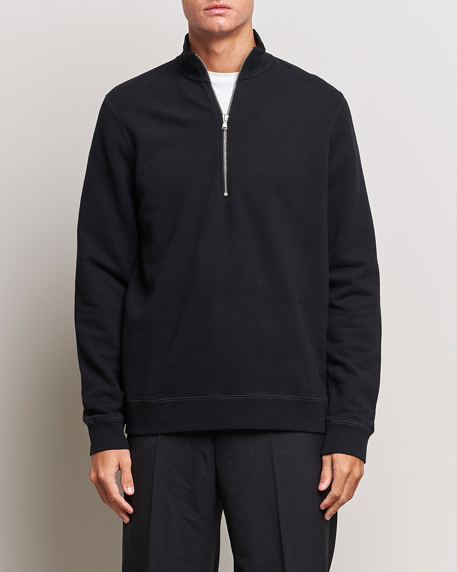 Homme | Pulls Et Tricots | Sunspel | Loopback Half Zip Sweatshirt Black