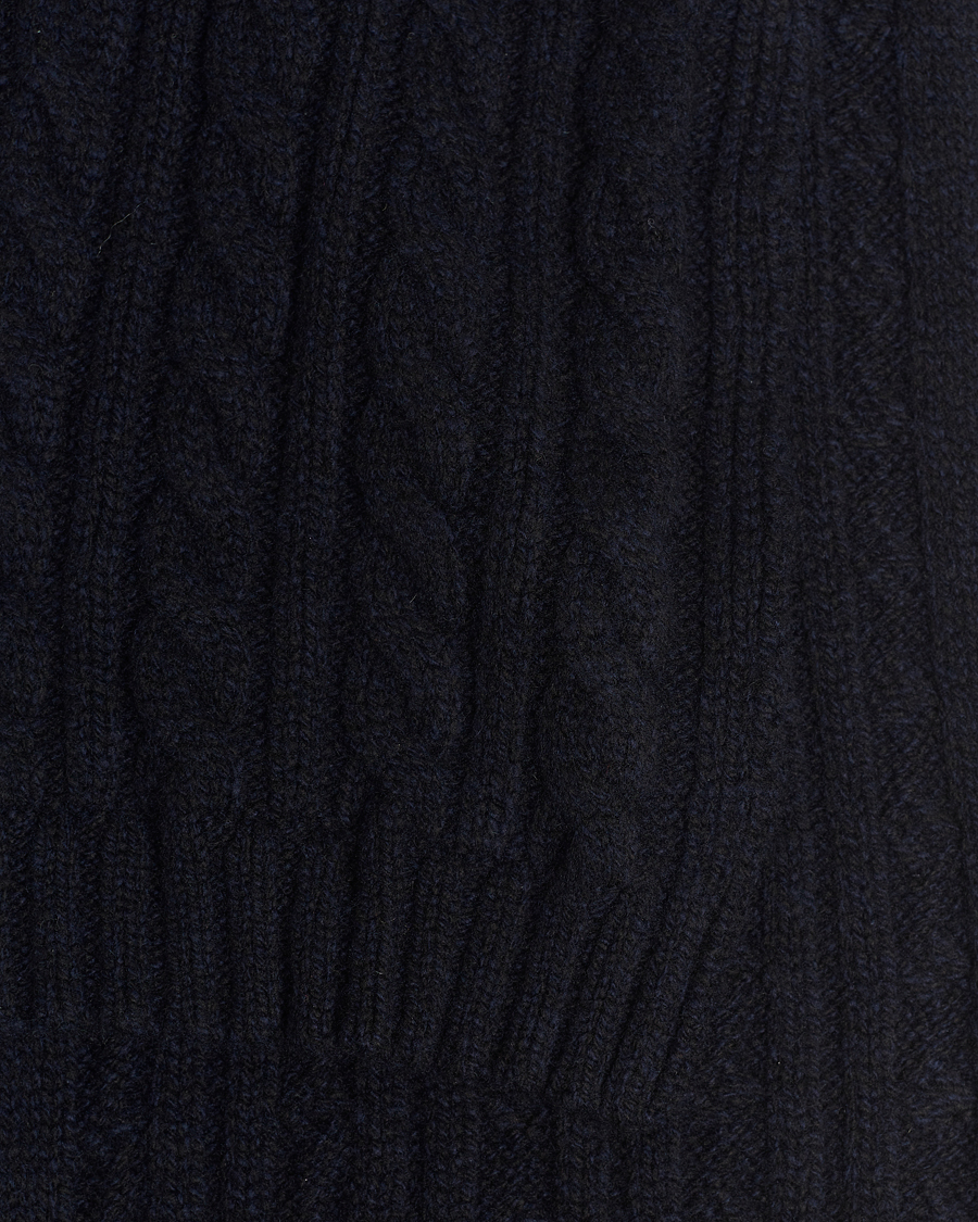 Heren | Sunspel Lambswool Cable Scarf Dark Navy | Sunspel | Lambswool Cable Scarf Dark Navy