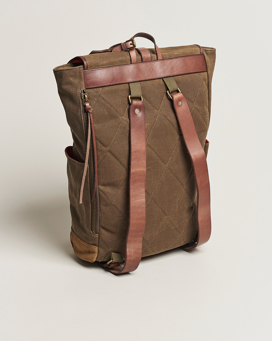 Homme | Polo Ralph Lauren Zip Top Oil Cloth Backpack Olive | Polo Ralph Lauren | Zip Top Oil Cloth Backpack Olive