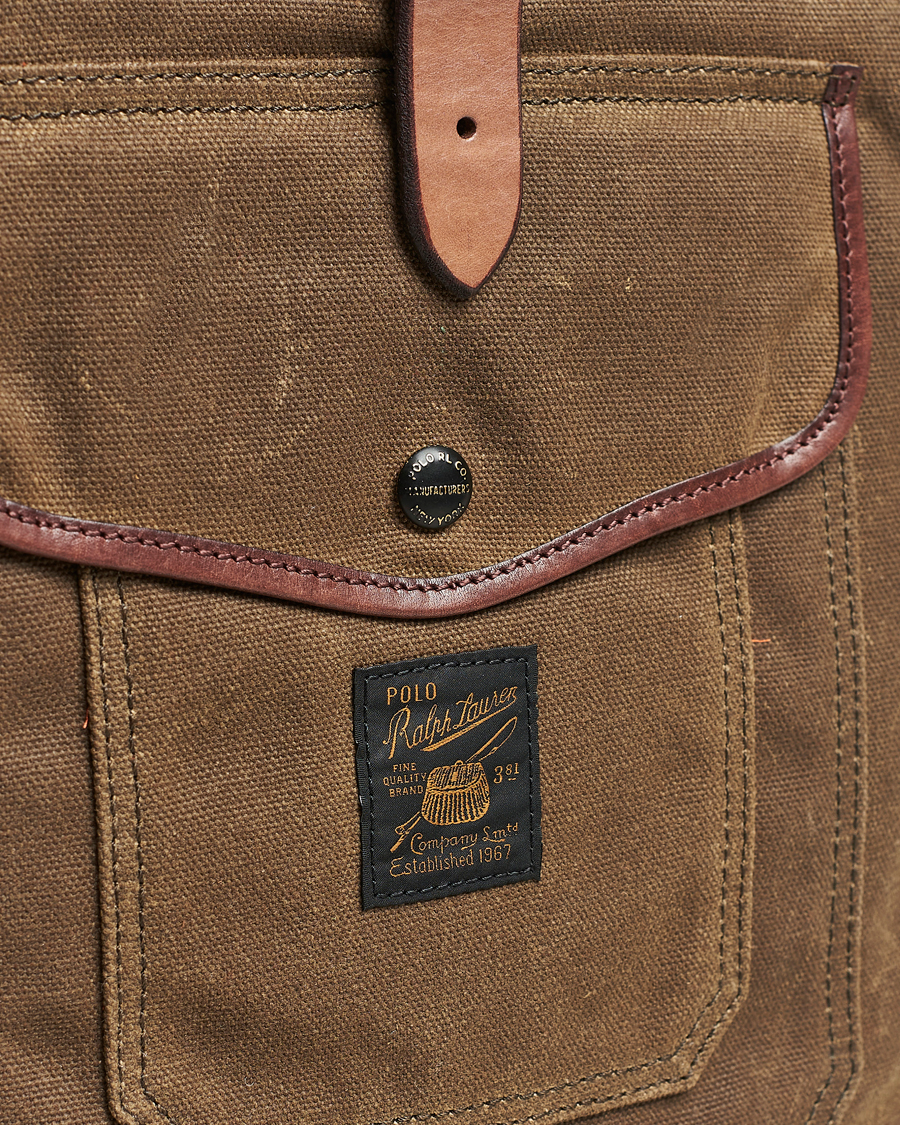 Homme | Polo Ralph Lauren Zip Top Oil Cloth Backpack Olive | Polo Ralph Lauren | Zip Top Oil Cloth Backpack Olive