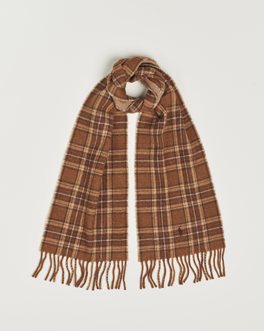 Heren | Polo Ralph Lauren Wool Checked Scarf Camel/Brown | Polo Ralph Lauren | Wool Checked Scarf Camel/Brown