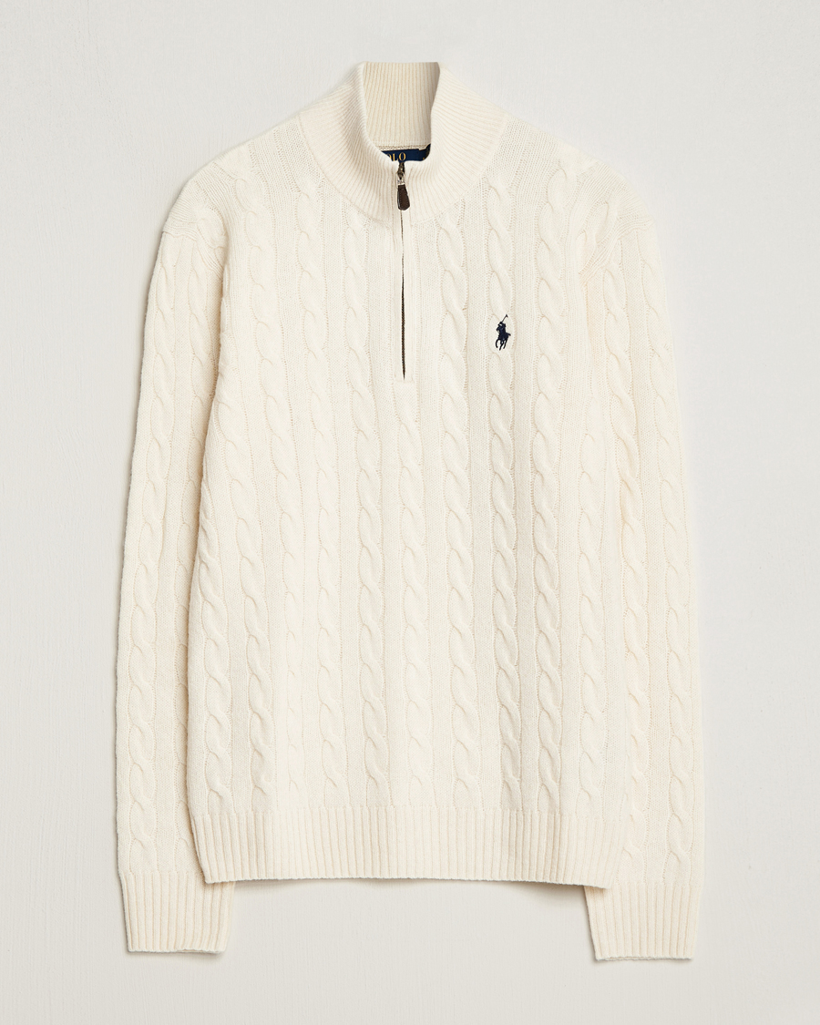 Homme | Pulls Et Tricots | Polo Ralph Lauren | Wool/Cashmere Cable Half Zip Andover Cream