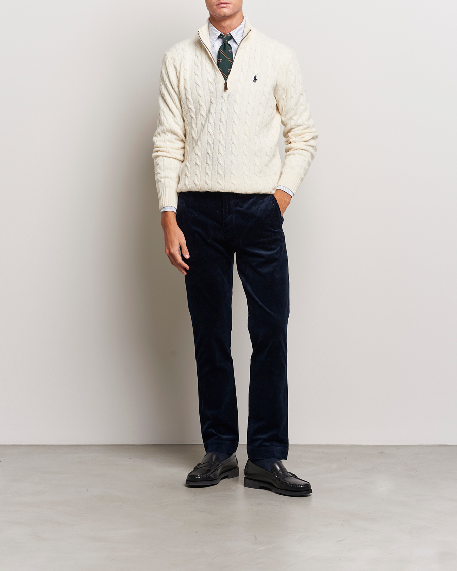 Homme | Pulls Et Tricots | Polo Ralph Lauren | Wool/Cashmere Cable Half Zip Andover Cream