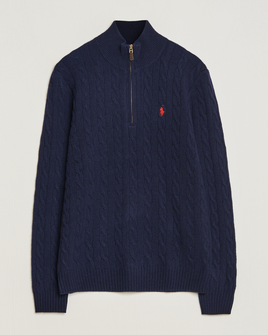 Homme | Pulls Et Tricots | Polo Ralph Lauren | Wool/Cashmere Cable Half Zip Hunter Navy