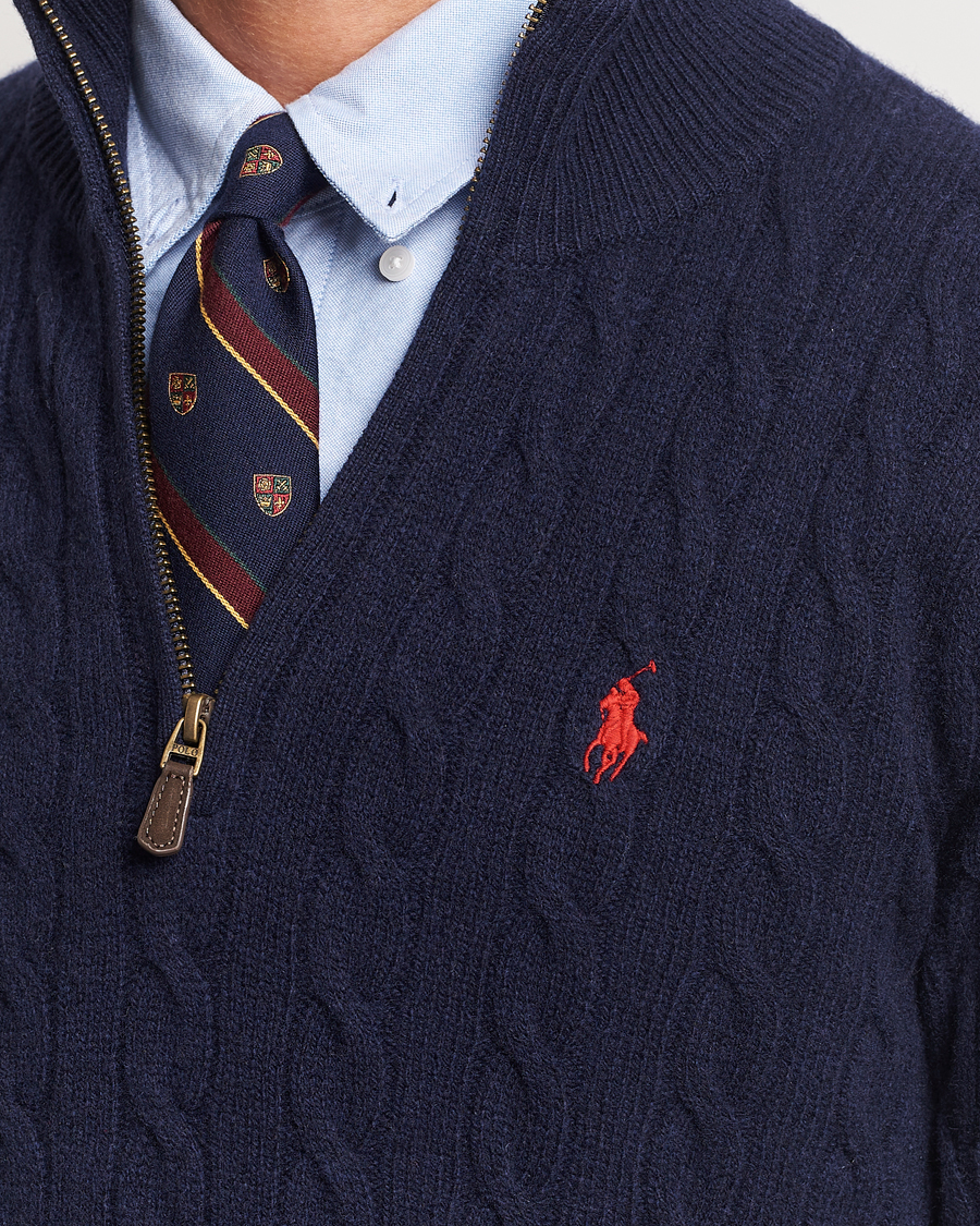 Homme | Pulls Et Tricots | Polo Ralph Lauren | Wool/Cashmere Cable Half Zip Hunter Navy