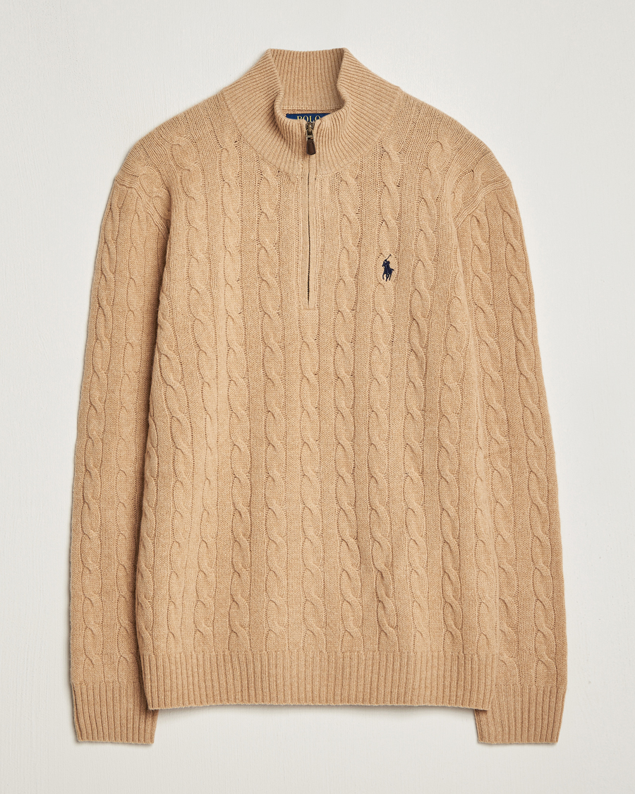 Heren | Truien | Polo Ralph Lauren | Wool/Cashmere Cable Half Zip Camel Melange