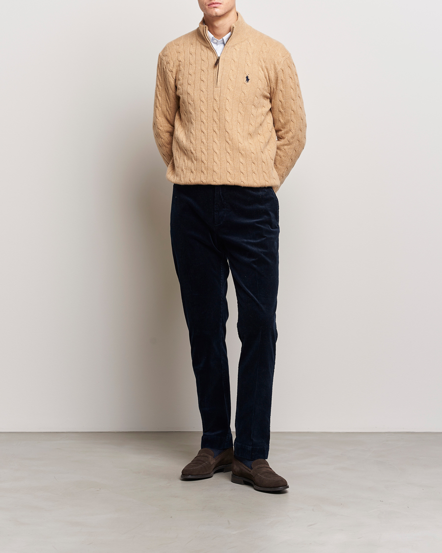 Heren | Truien | Polo Ralph Lauren | Wool/Cashmere Cable Half Zip Camel Melange