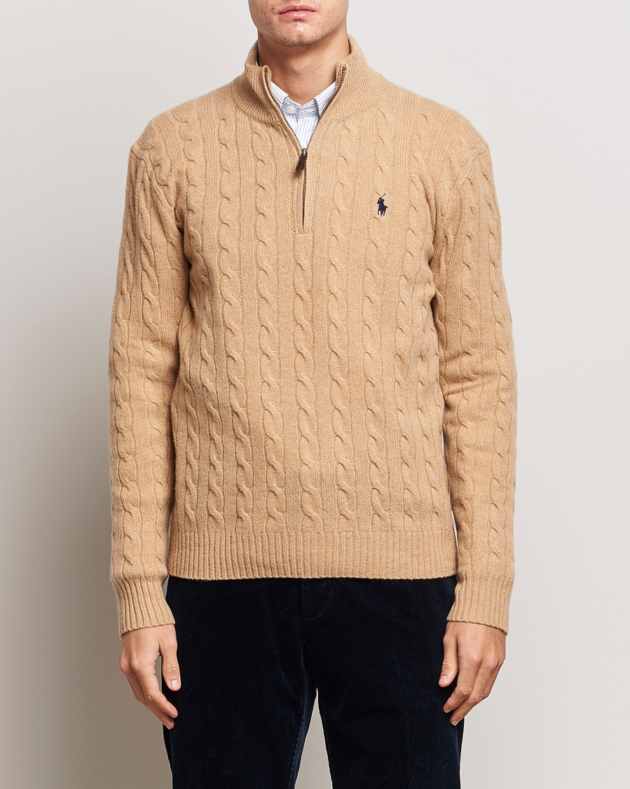 Heren | Truien | Polo Ralph Lauren | Wool/Cashmere Cable Half Zip Camel Melange