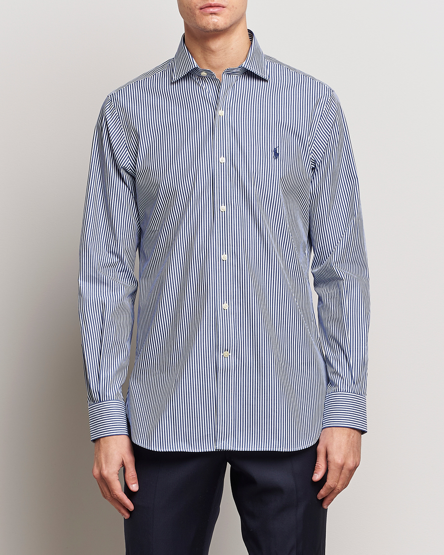 Homme | Chemises | Polo Ralph Lauren | Poplin Striped Dress Shirt Royal/White