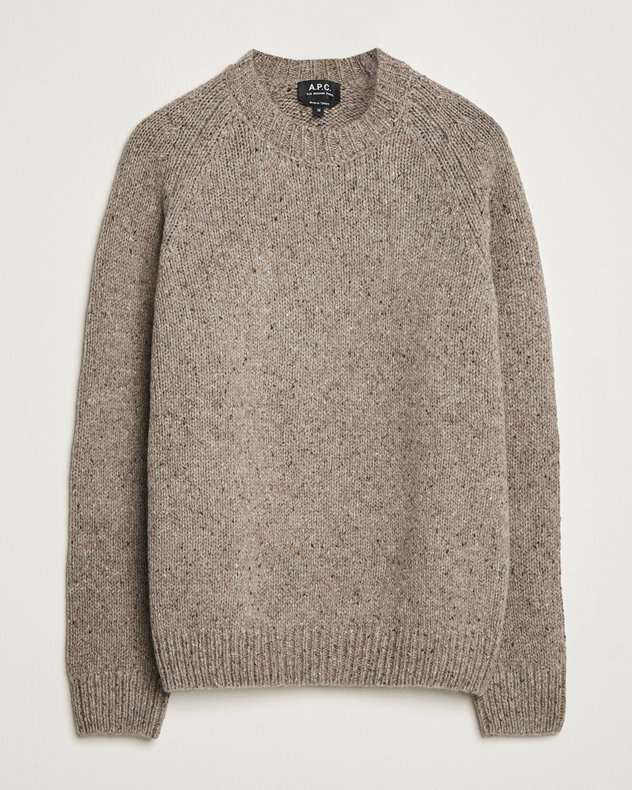 Heren | Truien | A.P.C. | Harris Wool Knitted Crew Neck Sweater Taupe