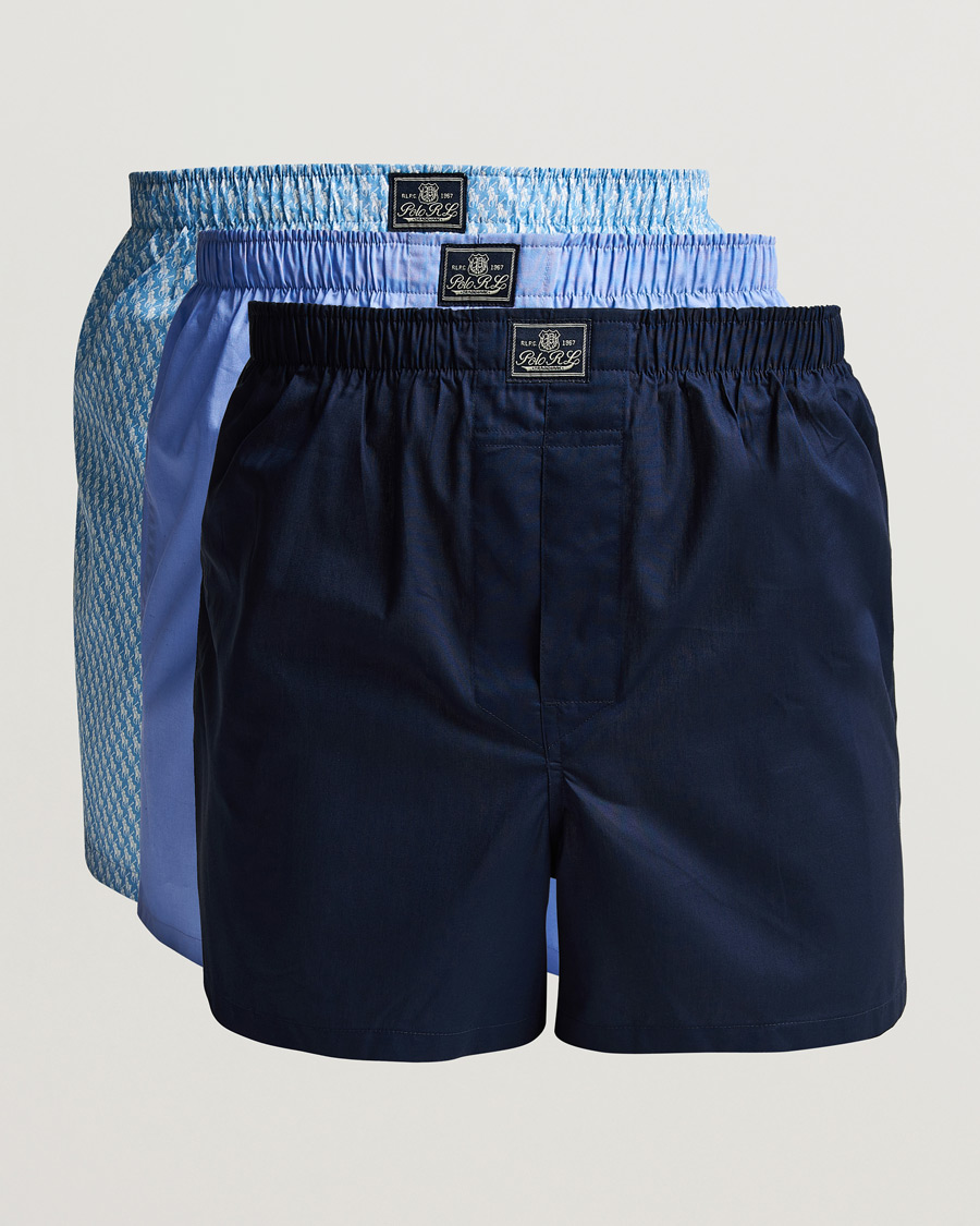 Heren | Ondergoed | Polo Ralph Lauren | 3-Pack Woven Boxer Blue