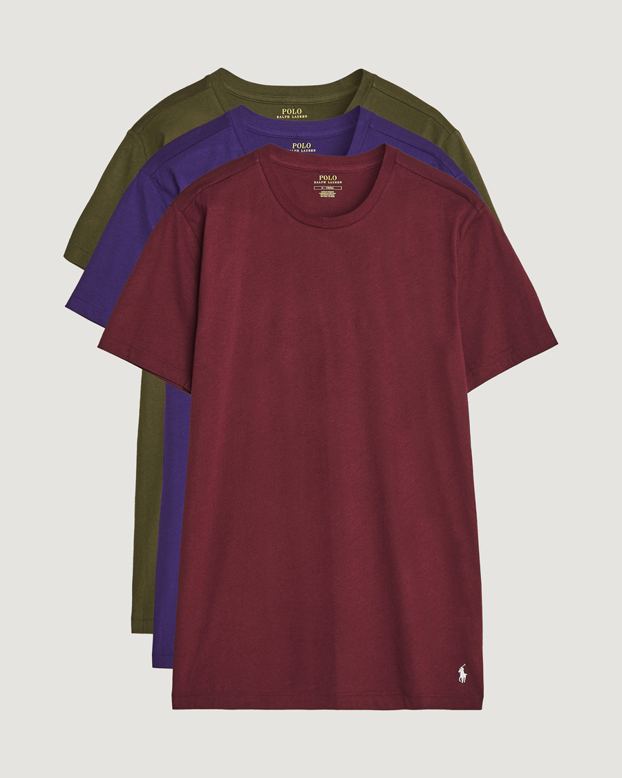 Heren | T-shirts | Polo Ralph Lauren | 3-Pack Crew Neck T-Shirt Wine/Green/Purple