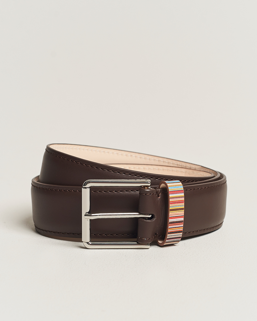 Heren | Paul Smith Leather Stripe Belt Brown | Paul Smith | Leather Stripe Belt Brown