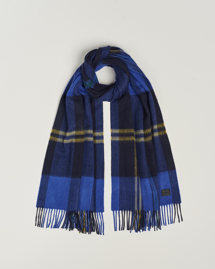 Homme | Paul Smith Lambswool Checked Scarf Blue Multi | Paul Smith | Lambswool Checked Scarf Blue Multi
