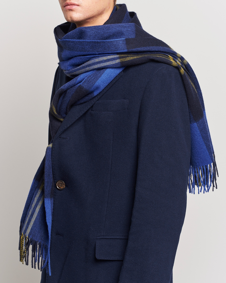 Homme | Paul Smith Lambswool Checked Scarf Blue Multi | Paul Smith | Lambswool Checked Scarf Blue Multi