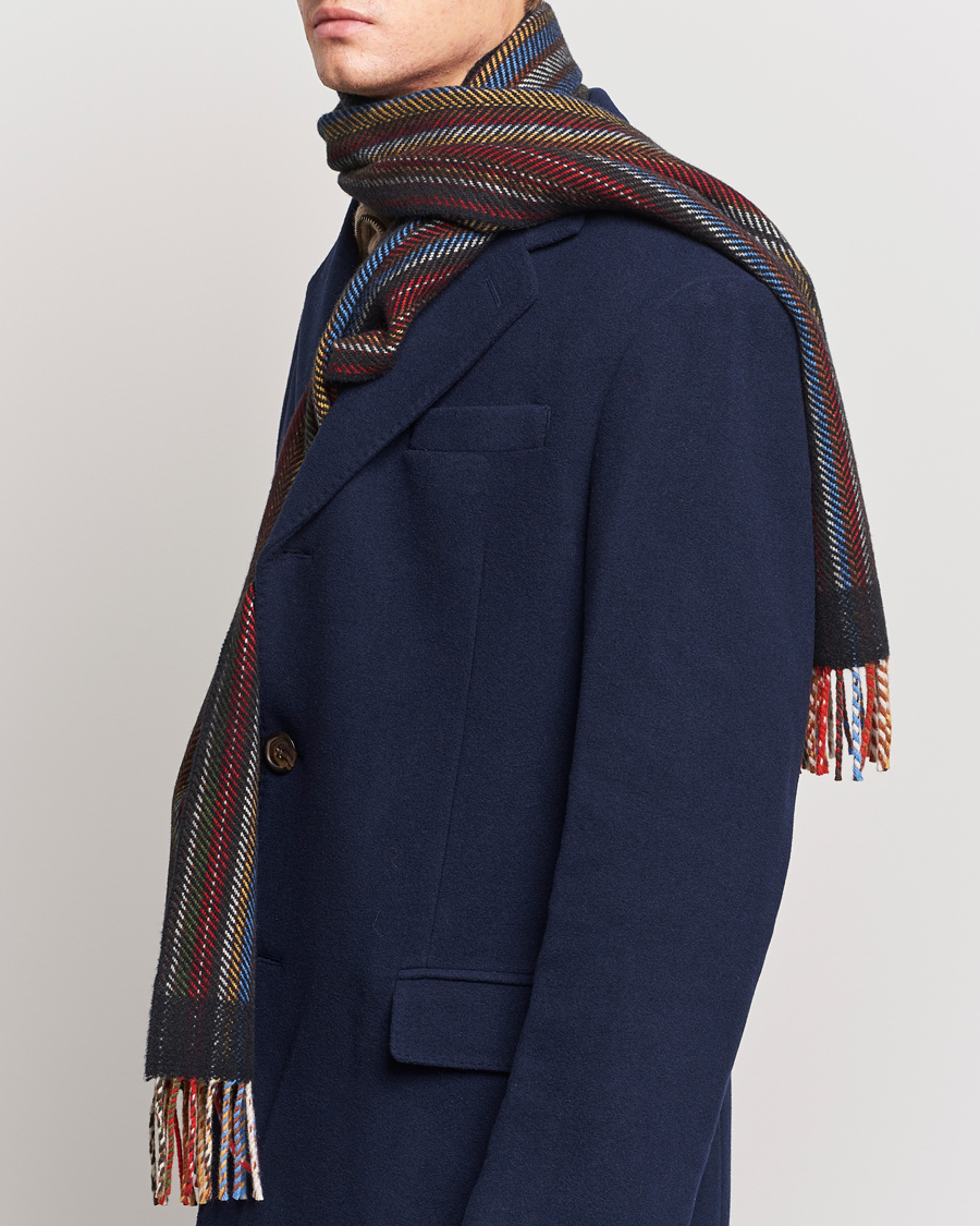 Heren | Paul Smith Wool/Cashmere Stripe Herringbone Scarf Multi | Paul Smith | Wool/Cashmere Stripe Herringbone Scarf Multi