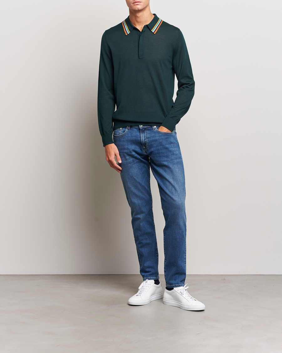 Heren | Truien | Paul Smith | Wool/Silk Knitted Polo Dark Green