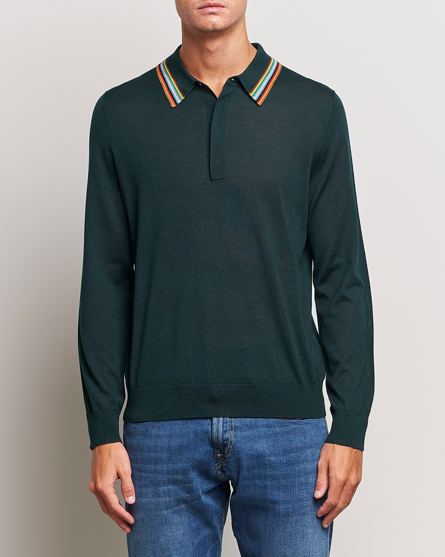 Heren | Truien | Paul Smith | Wool/Silk Knitted Polo Dark Green