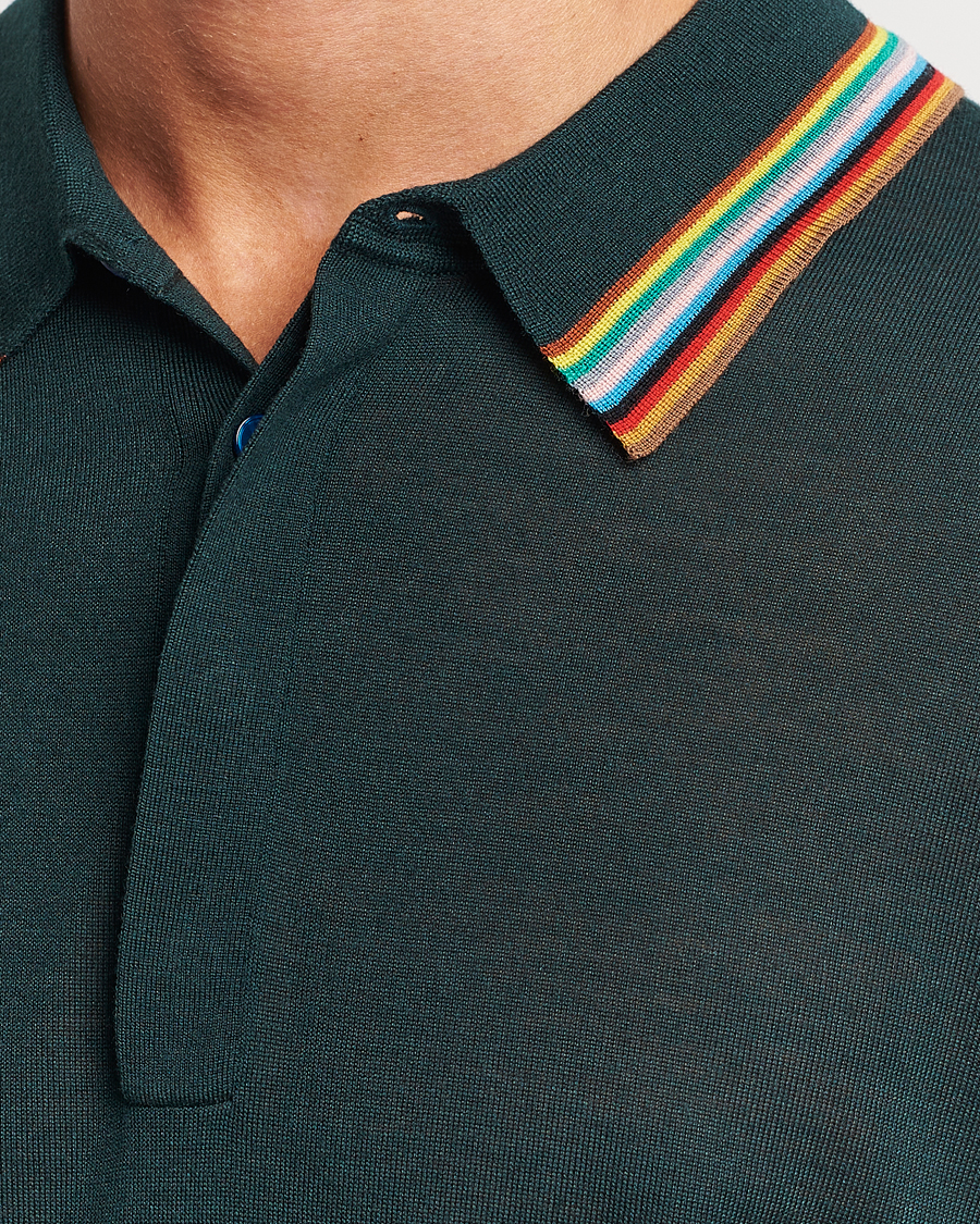 Heren | Truien | Paul Smith | Wool/Silk Knitted Polo Dark Green