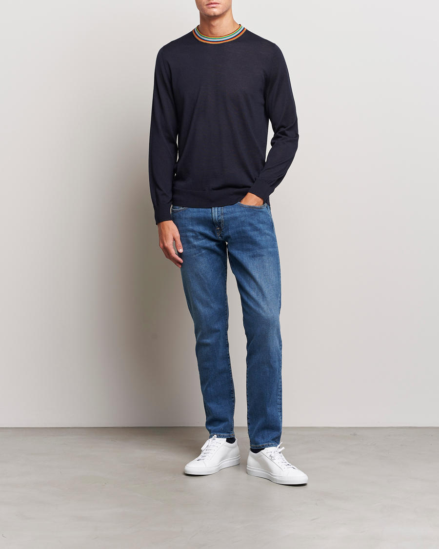 Heren | Truien | Paul Smith | Wool/Silk Knitted Crew Neck Navy