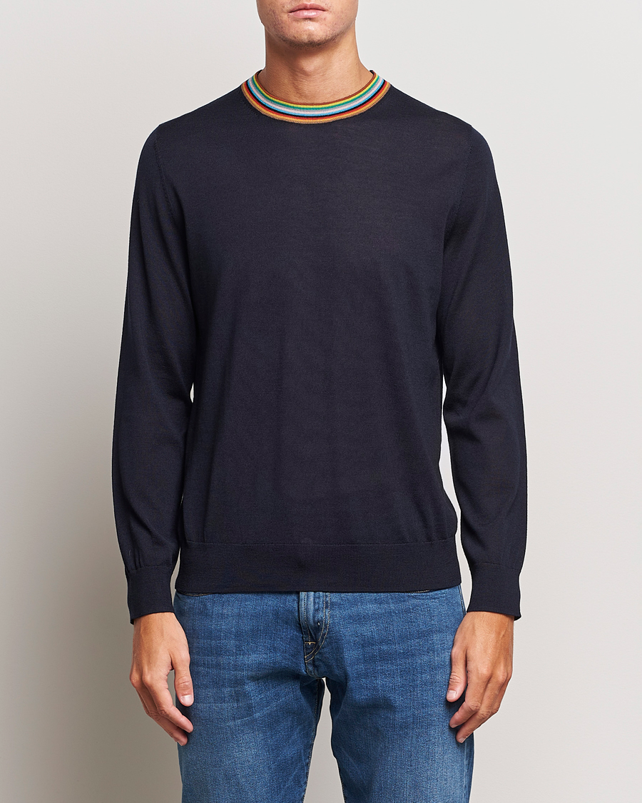 Heren | Truien | Paul Smith | Wool/Silk Knitted Crew Neck Navy